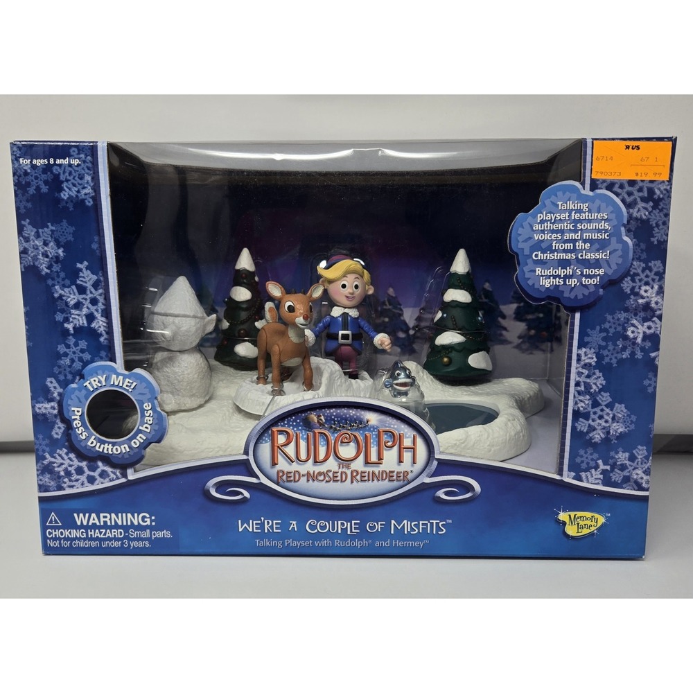 Rudolph The Red-Nosed Reindeer "We're A Couple of Misfits" Talking Play Set~NEW - Picture 1 of 6